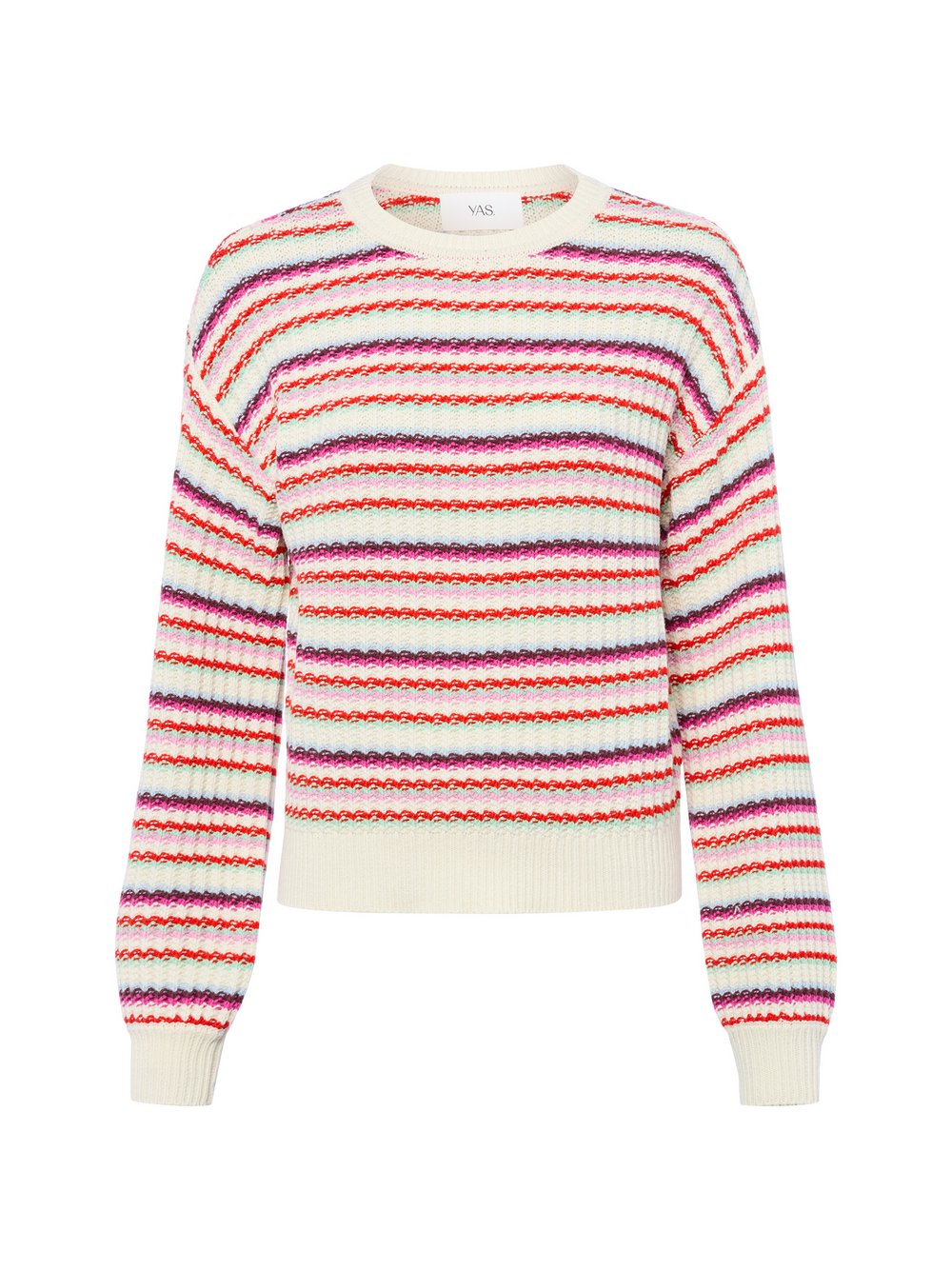 Y.A.S Strickpullover Damen Baumwolle lila gestreift, L
