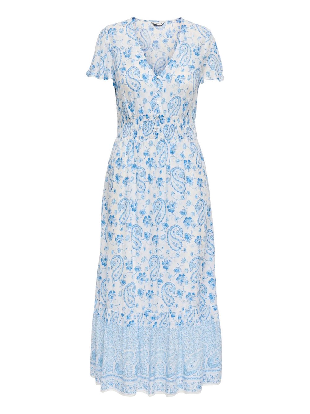ONLY Kleid Damen Viskose blau gemustert, M
