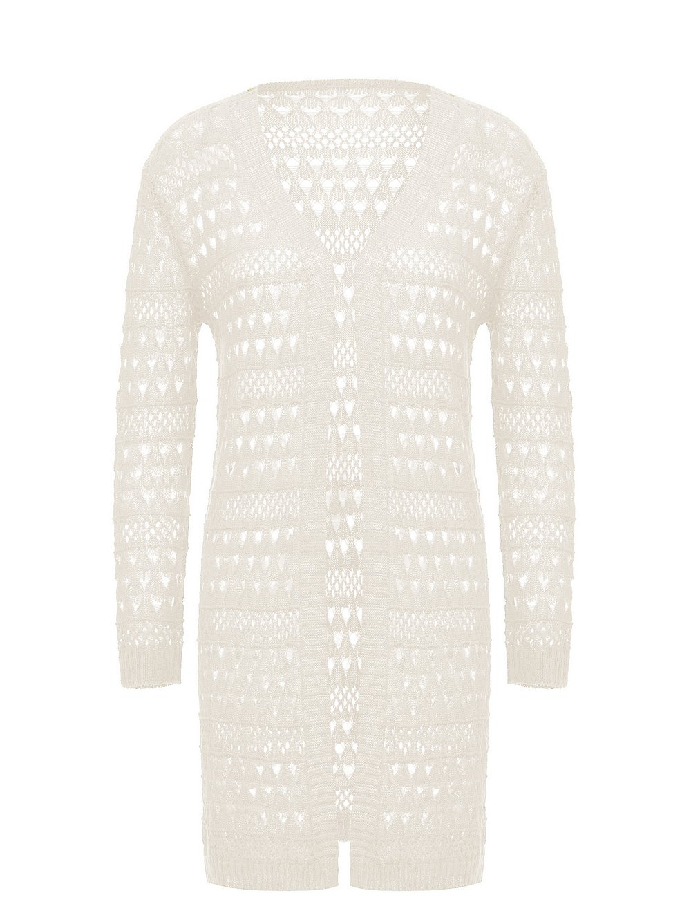 Thumbnail - MyMo Strickjacke Damen Viskose weiß gemustert, XS/S