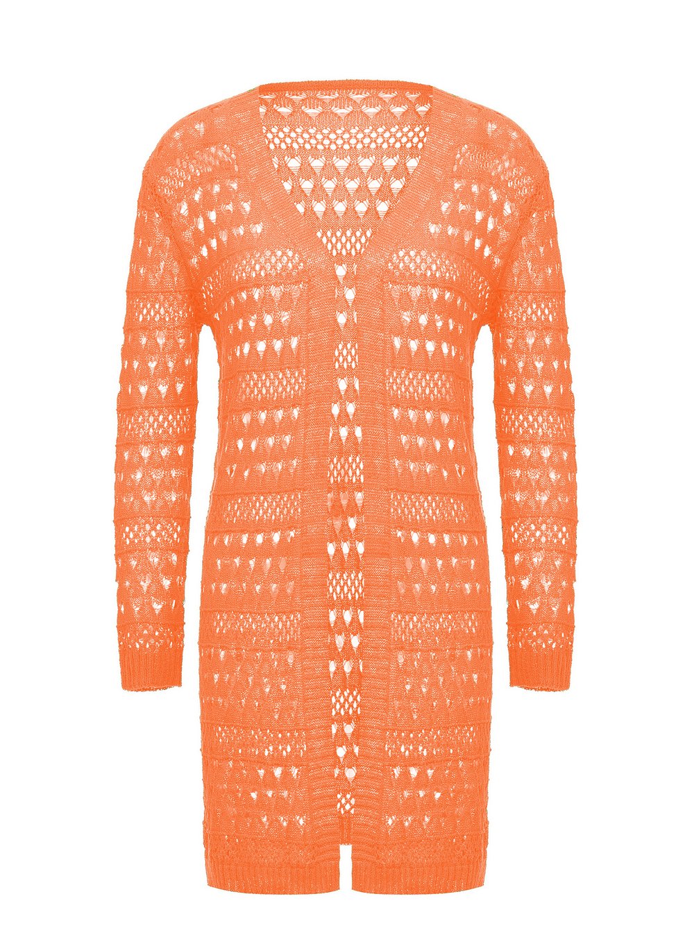 Thumbnail - MyMo Strickjacke Damen Viskose orange gemustert, XS/S