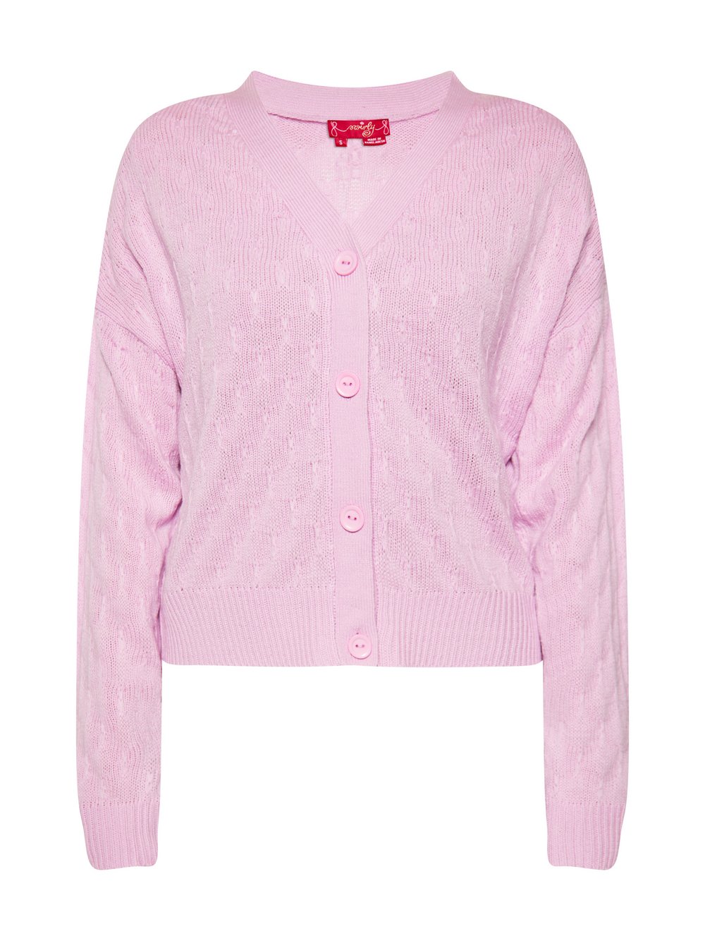 MyMo Strickjacke Damen pink gemustert, S