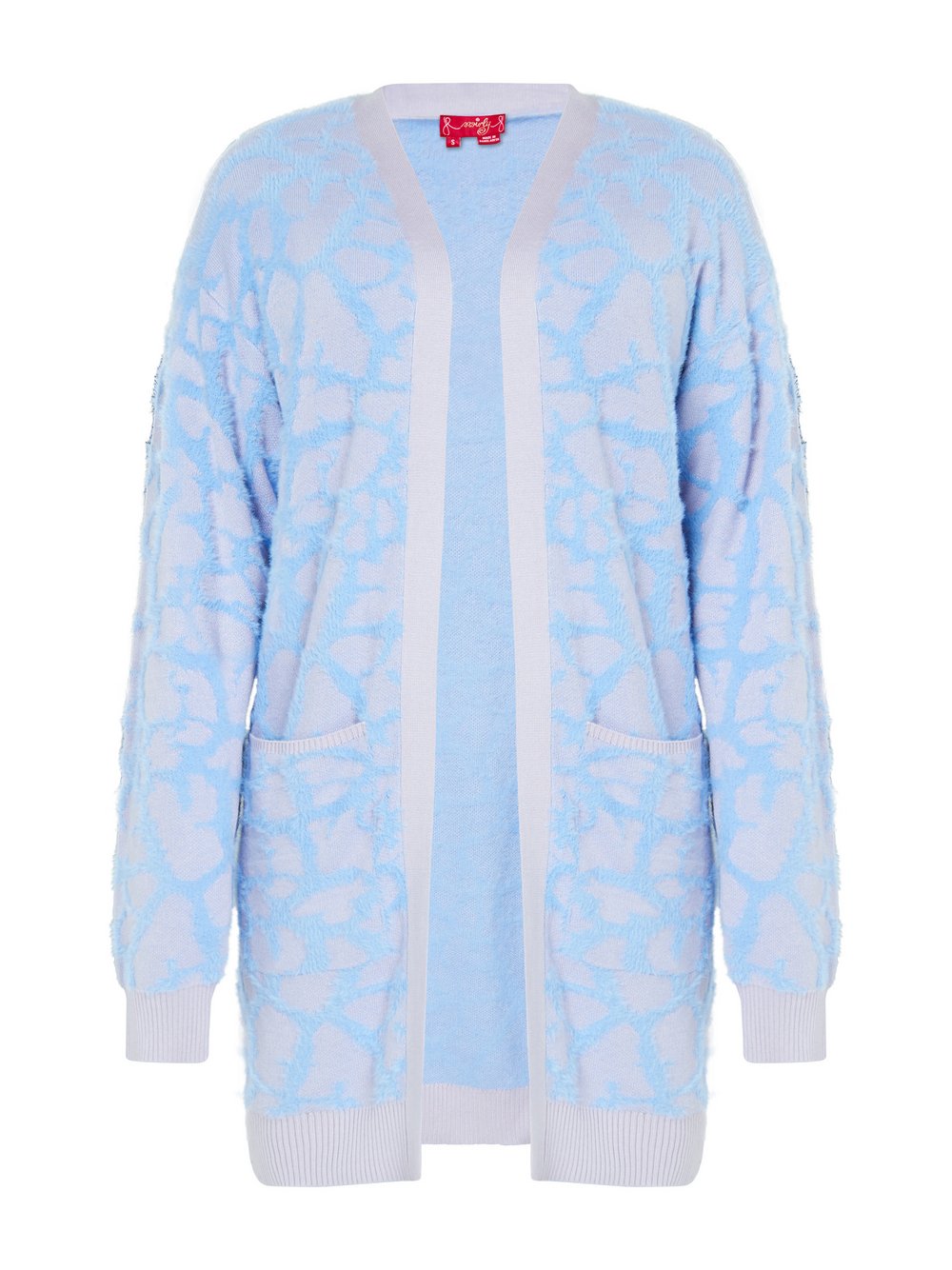 MyMo Strickjacke Damen Polyamid blau gemustert, XS