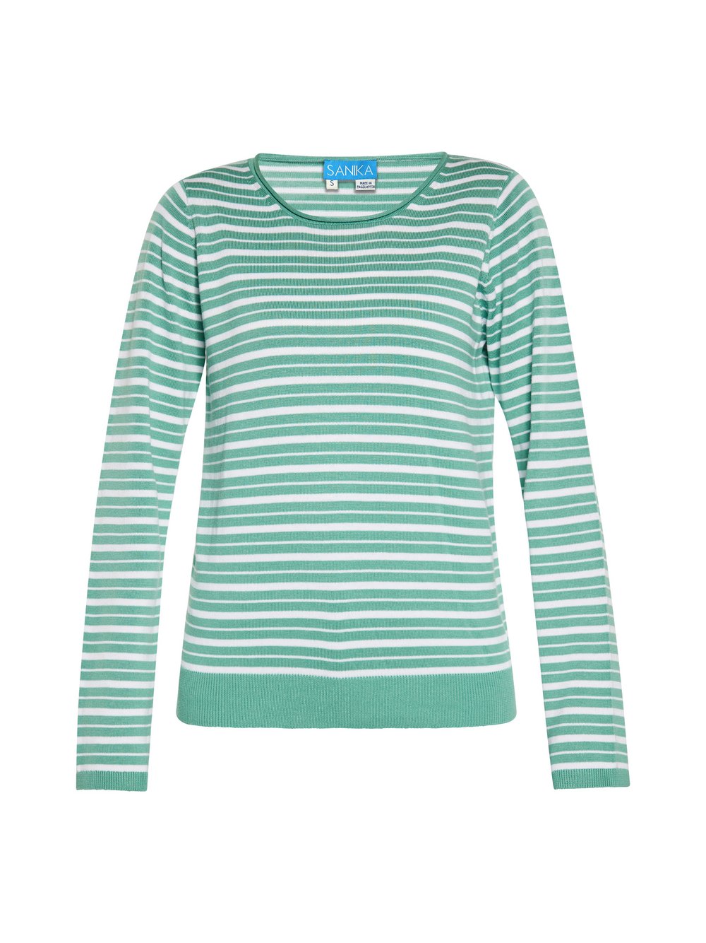 Thumbnail - Usha Pullover Damen Baumwolle grün gestreift, XL