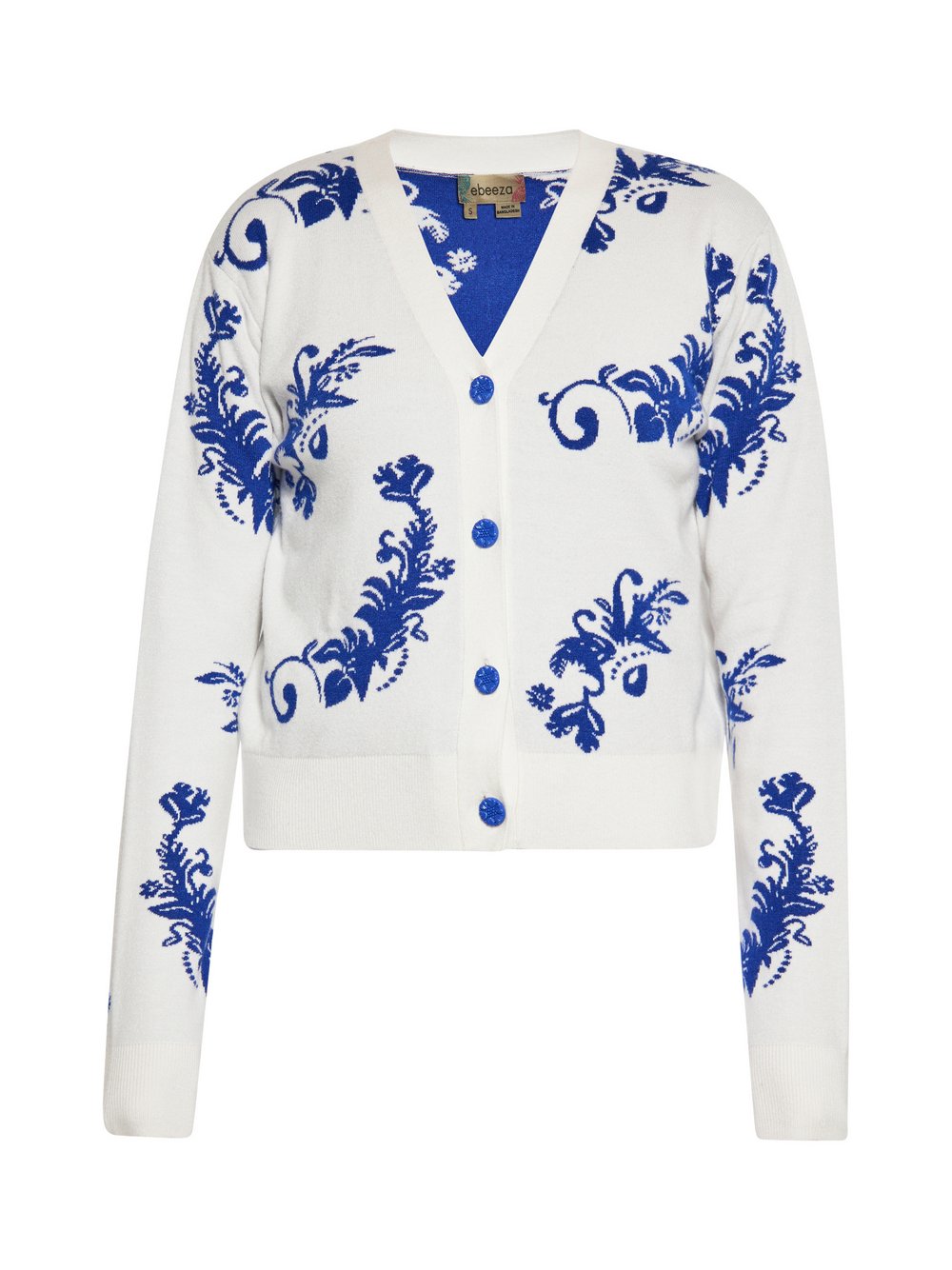 Thumbnail - MyMo Strickjacke Damen Viskose weiß gemustert, S