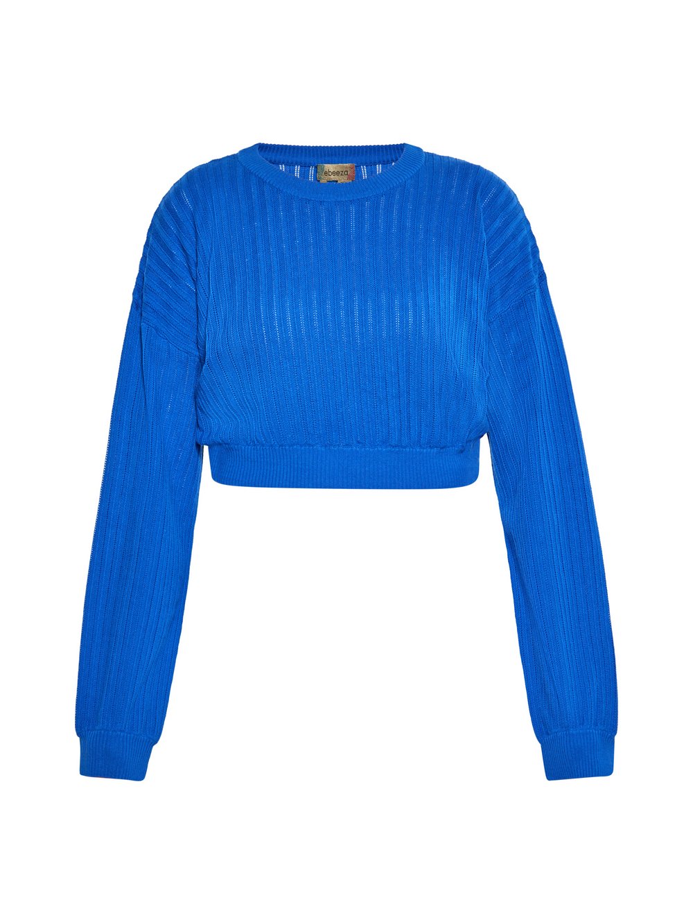 Thumbnail - MyMo Pullover Damen Baumwolle blau gemustert, XS