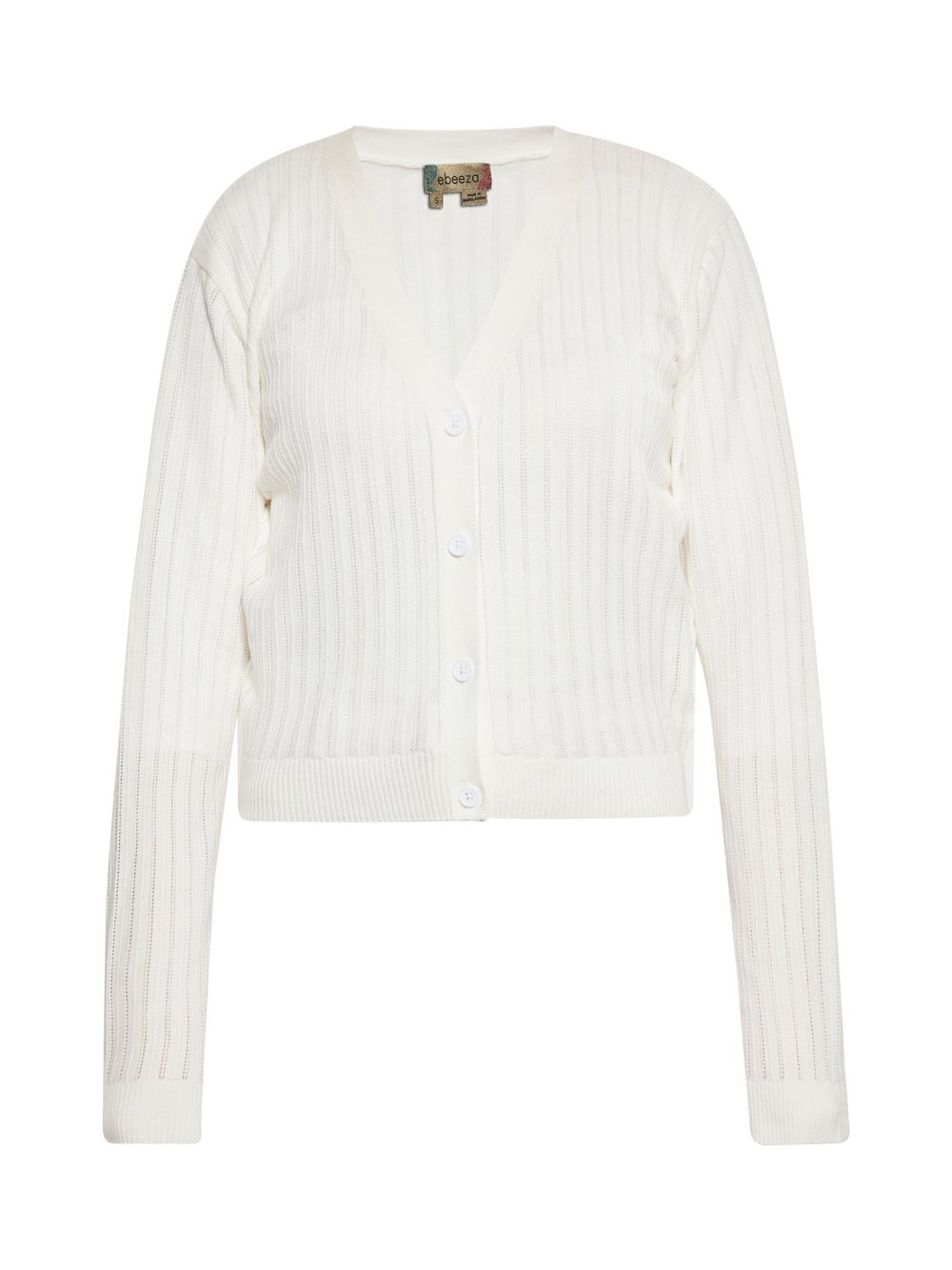 Thumbnail - MyMo Strickjacke Damen Baumwolle weiß gemustert, XS