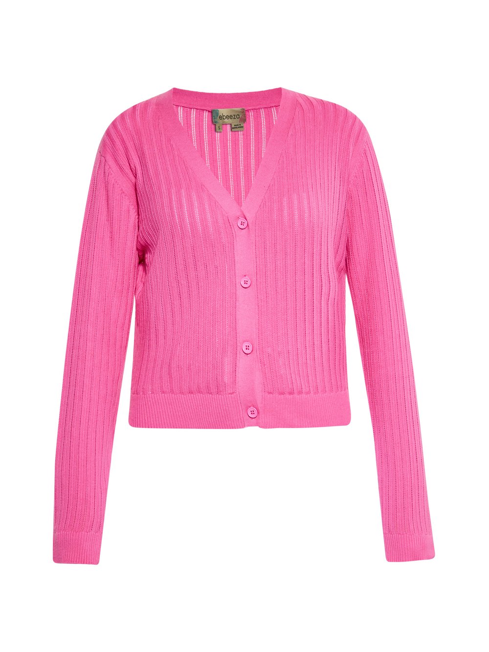 Thumbnail - MyMo Strickjacke Damen Baumwolle pink gemustert, XL