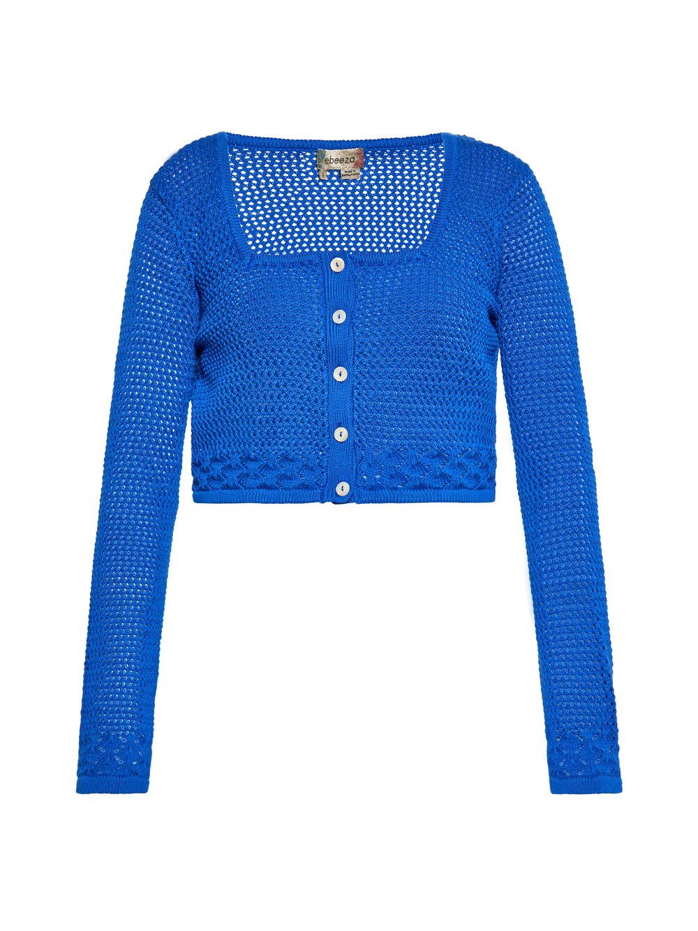 Thumbnail - MyMo Strickjacke Damen Baumwolle blau gestreift, M