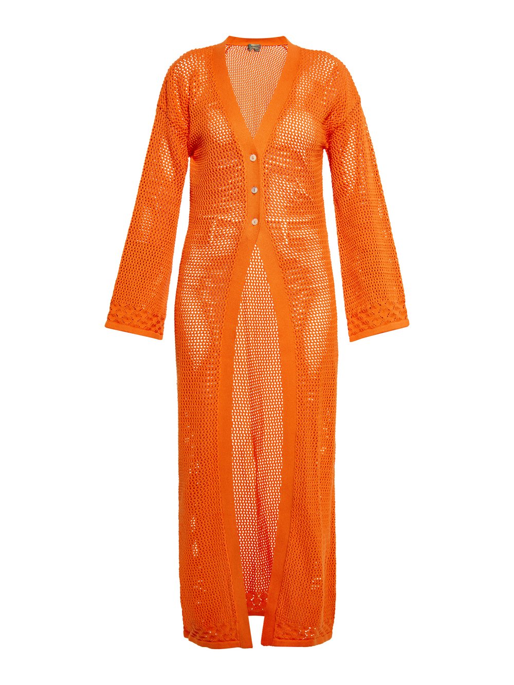 Thumbnail - MyMo Strickjacke Damen Baumwolle orange gestreift, XS