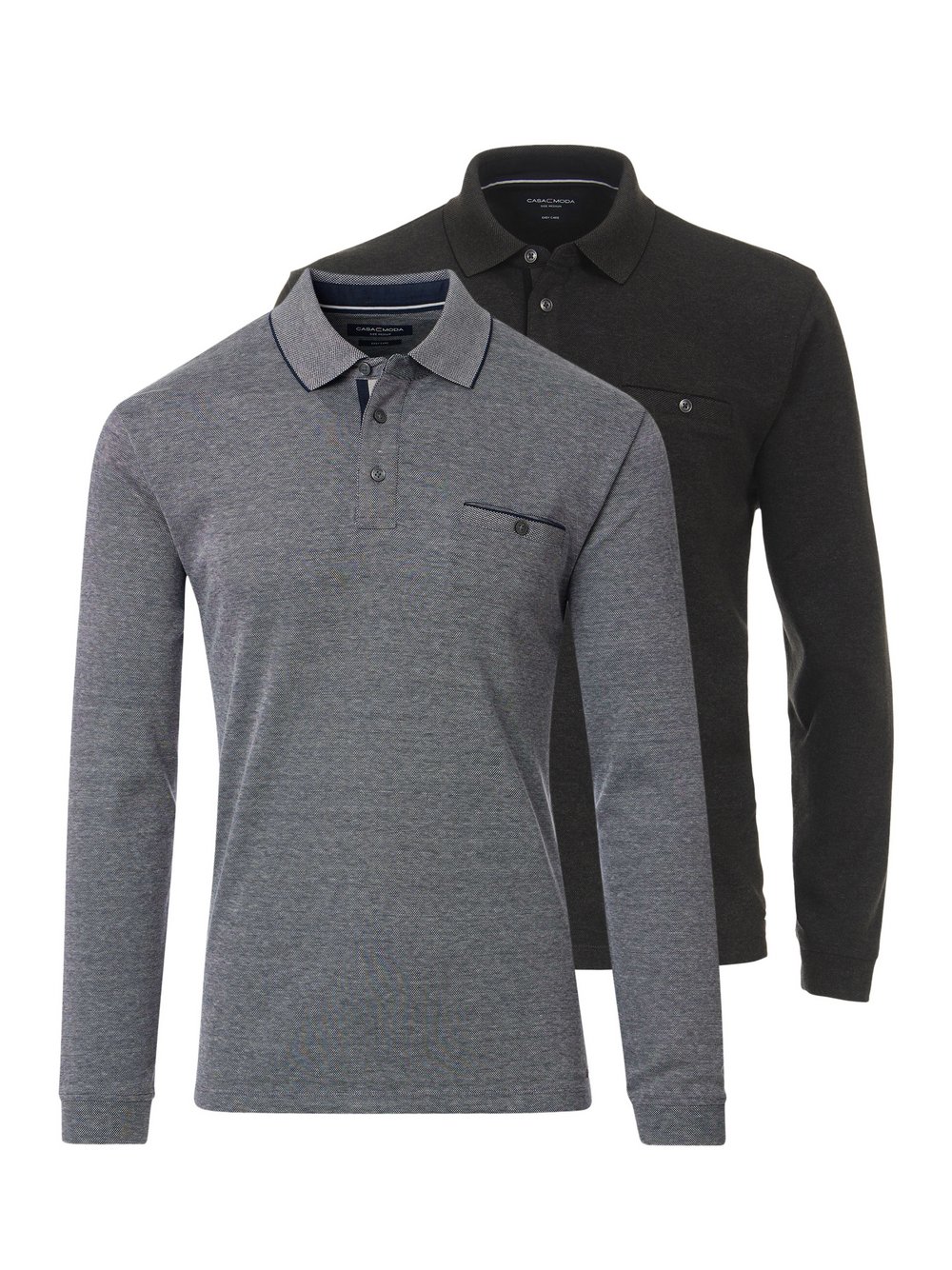 Thumbnail - CASAMODA Basic Poloshirt im 2er-Pack Herren Baumwolle grau, XL