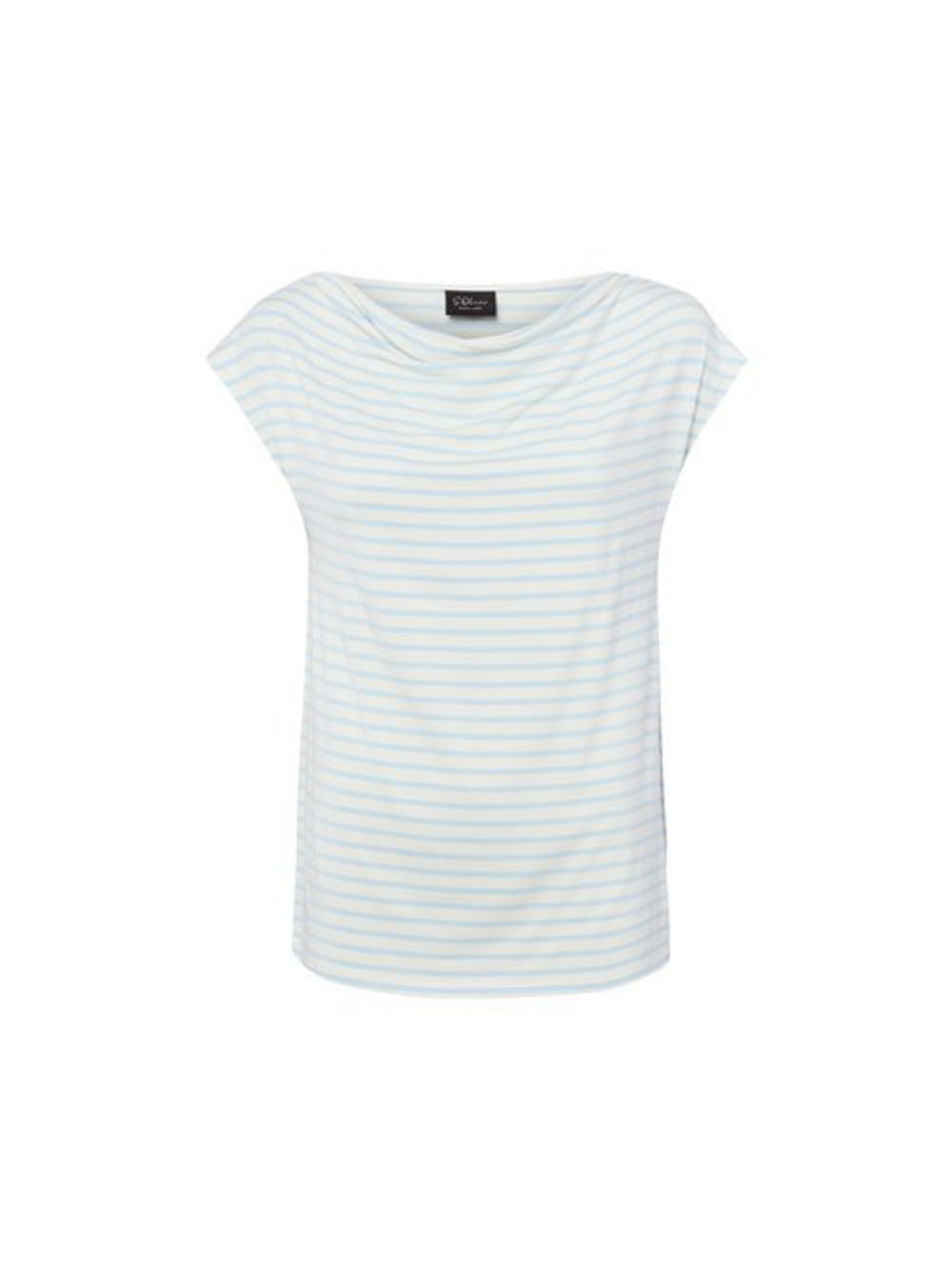 Viskoseshirt mit Wasserfall-Ausschnitt und Streifen