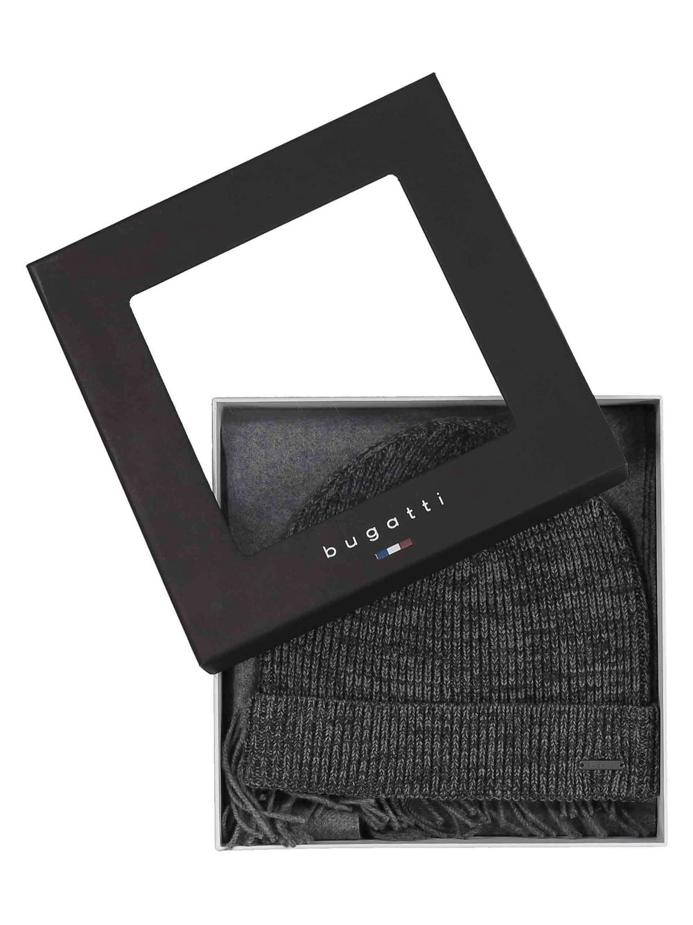 Thumbnail - Bugatti Geschenkset Herren Wolle grau gemustert, ONE SIZE