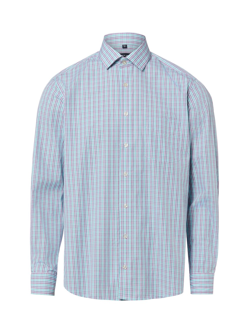 Andrew James Businesshemd Herren Regular Fit Baumwolle (100%) lila kariert, 46