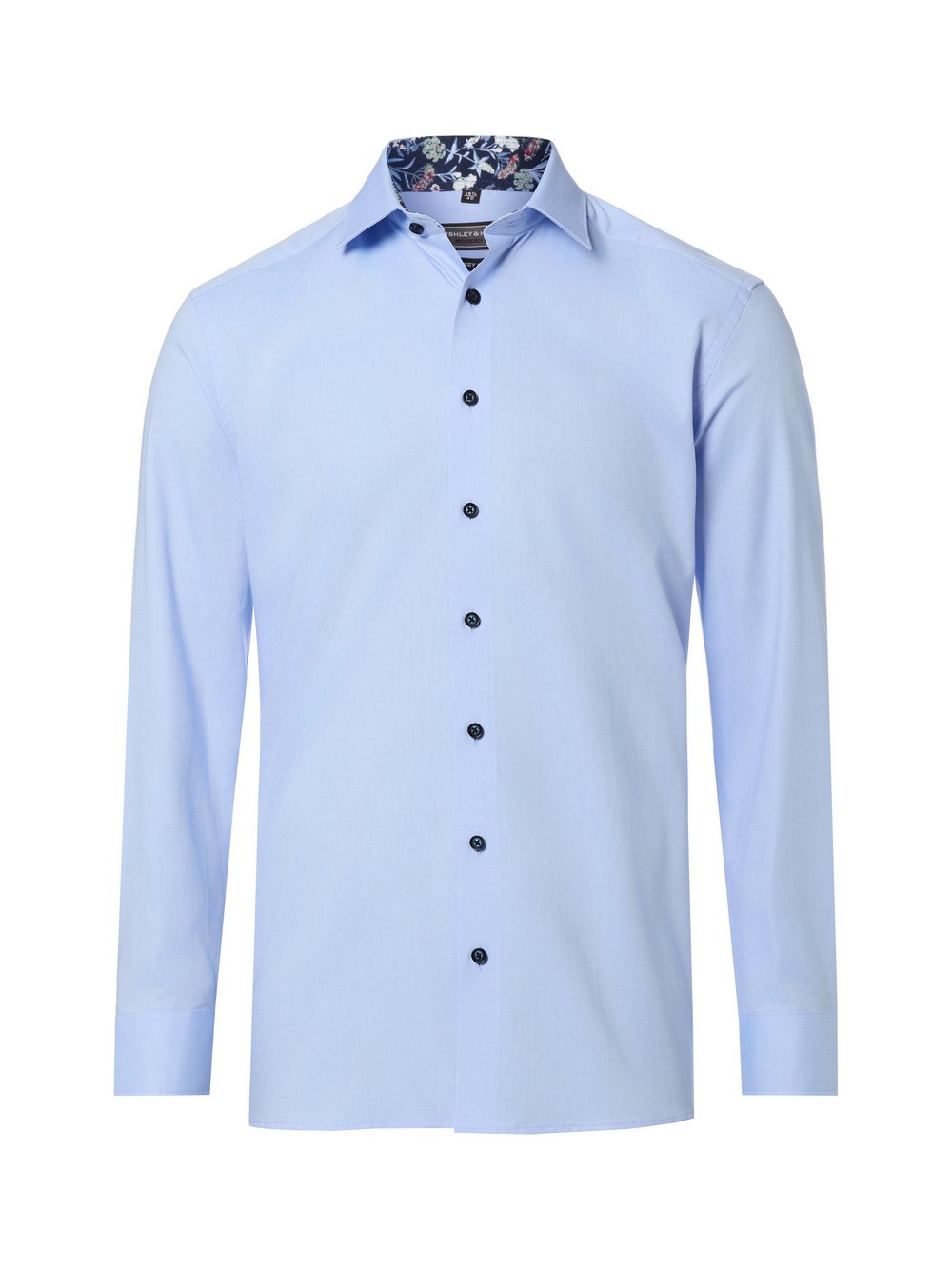 Finshley & Harding Businesshemd Herren Modern Fit Baumwolle (100%) blau strukturiert, 44