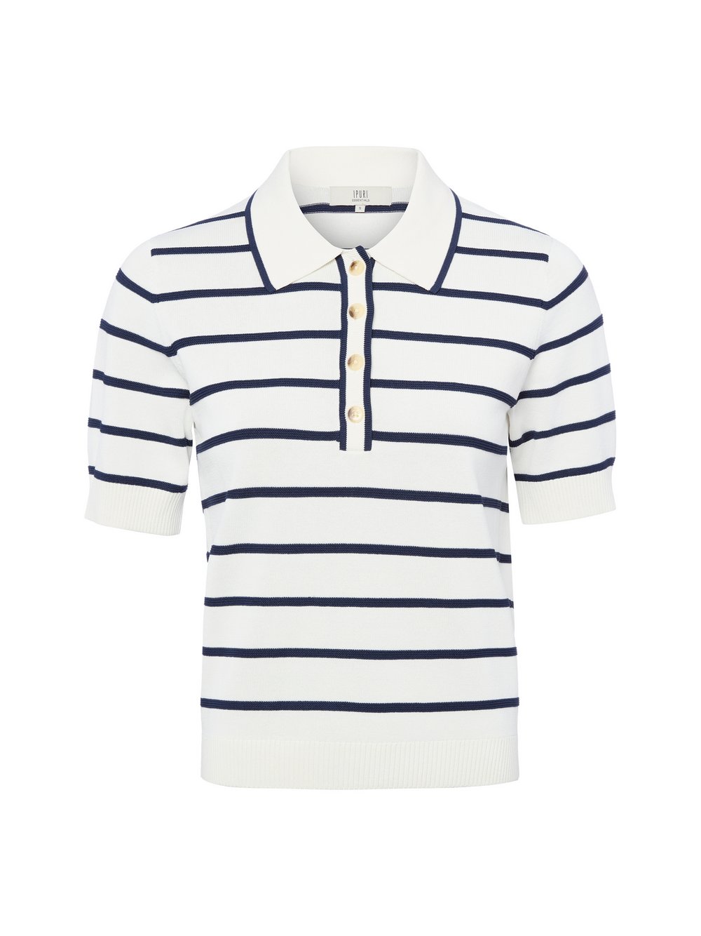IPURI Strickshirt Damen weiß gestreift, L