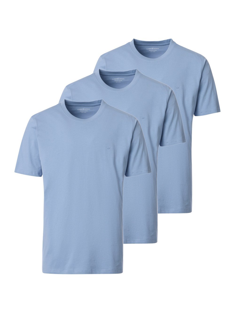 Thumbnail - CASAMODA Basic T-Shirt im 3er-Pack Herren Baumwolle blau, L