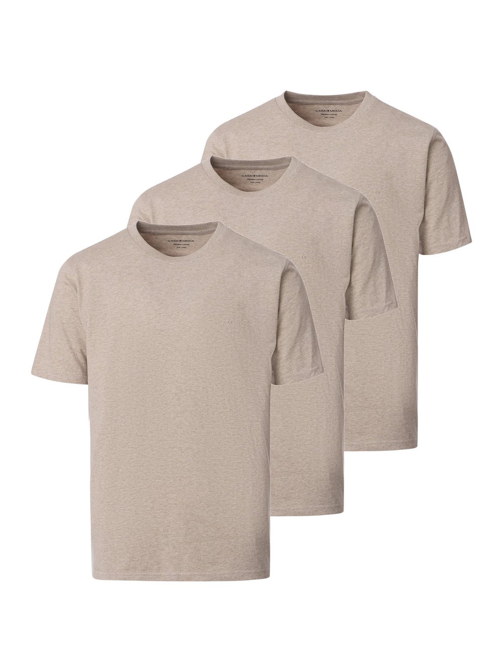 CASAMODA Basic T-Shirt im 3er-Pack Herren Baumwolle beige meliert, M