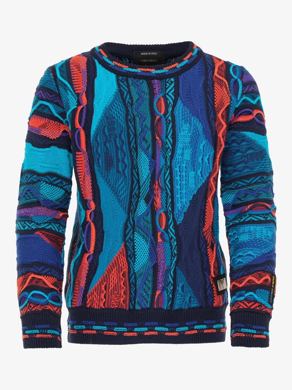 Thumbnail - Carlo Colucci Pullover Kinder blau gemustert, 122