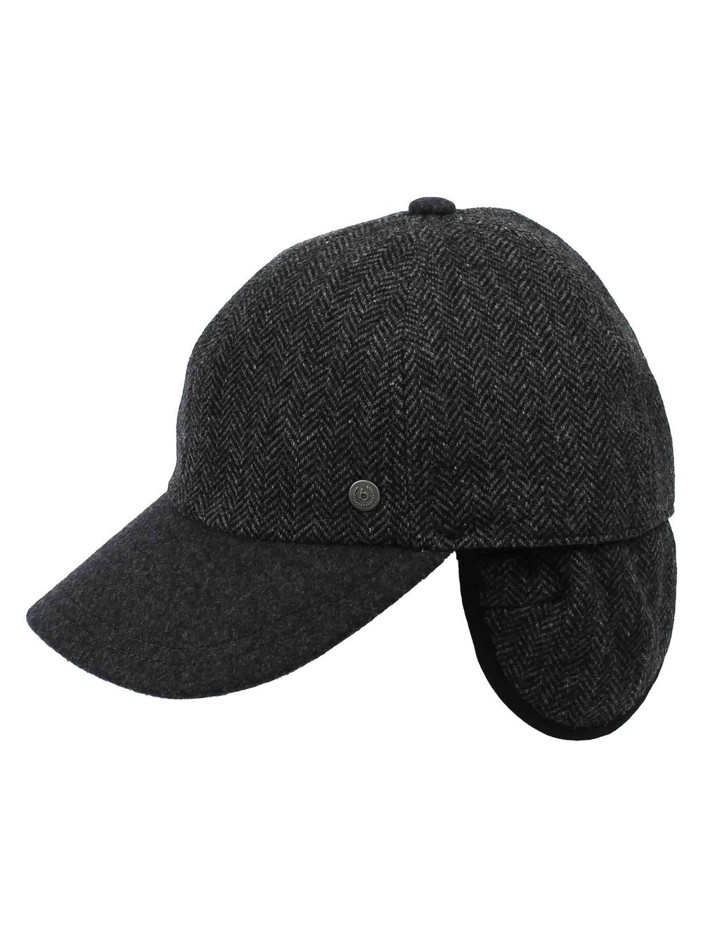 Bugatti Basecap Herren Wolle schwarz gemustert, ONE SIZE
