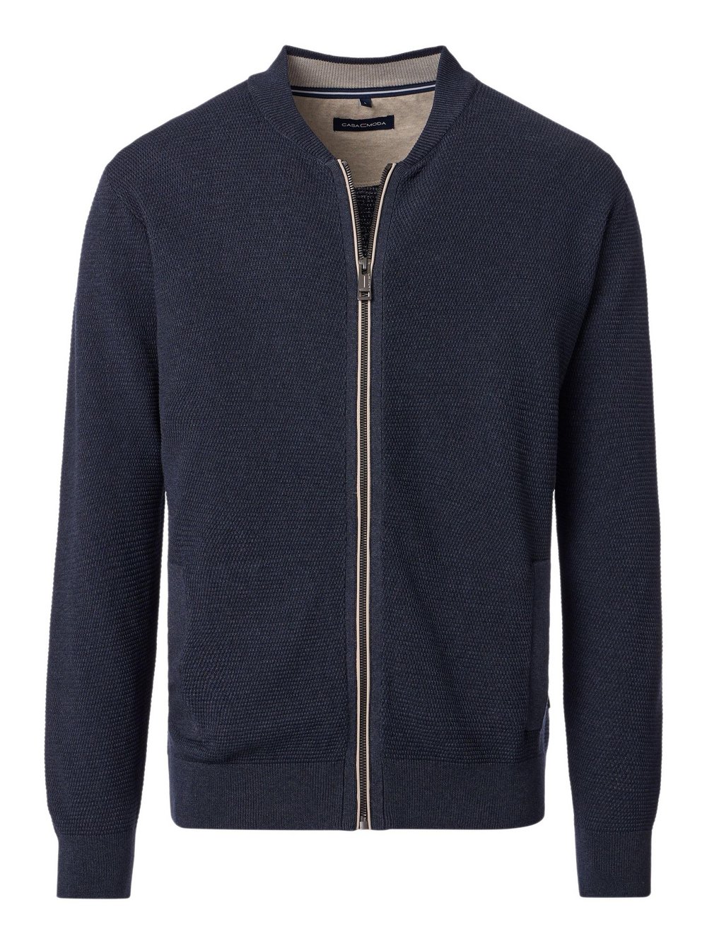 CASAMODA Basic Strickjacke Herren Baumwolle blau, L