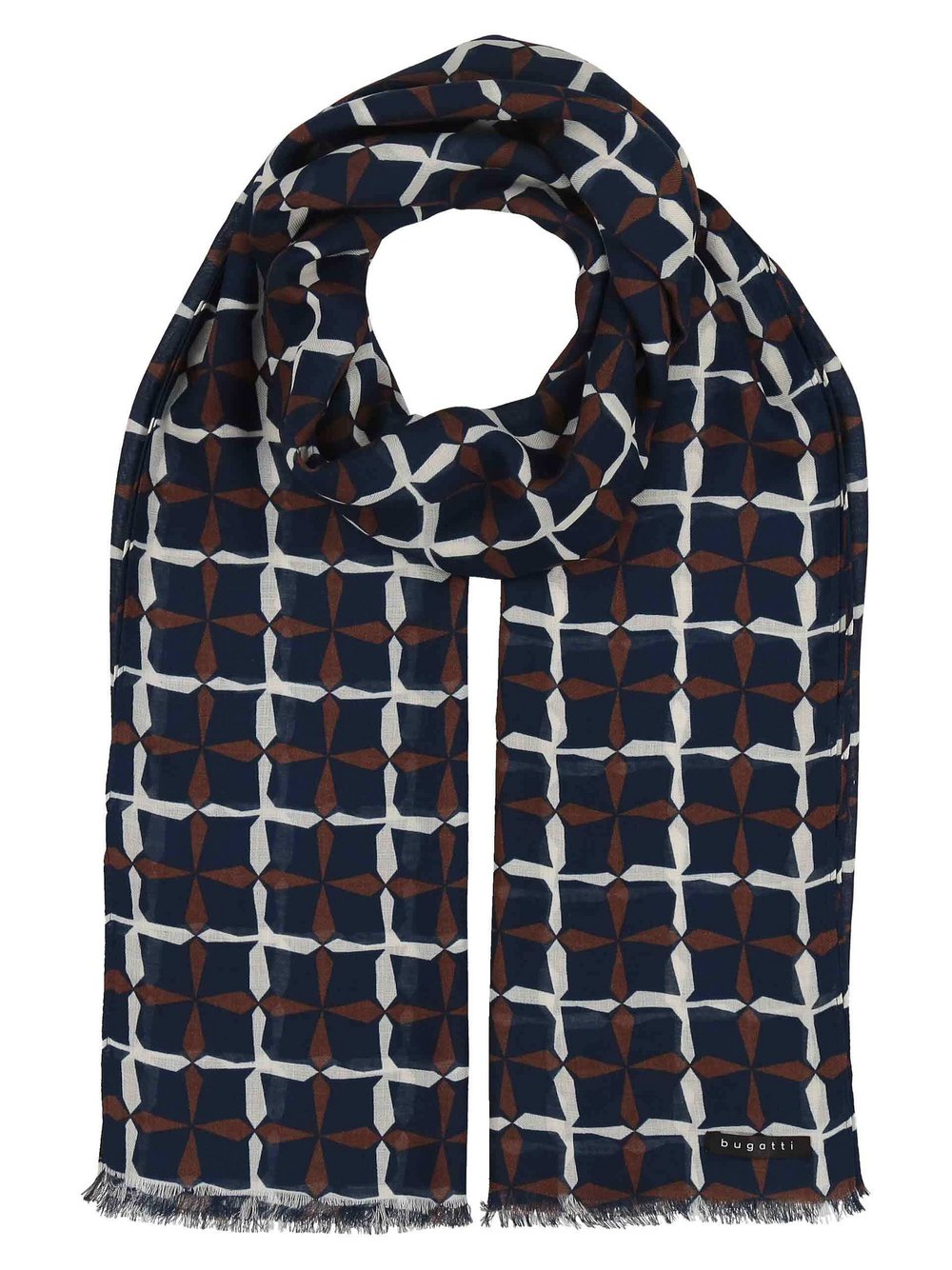 Bugatti Schal Herren Modal blau gemustert, ONE SIZE