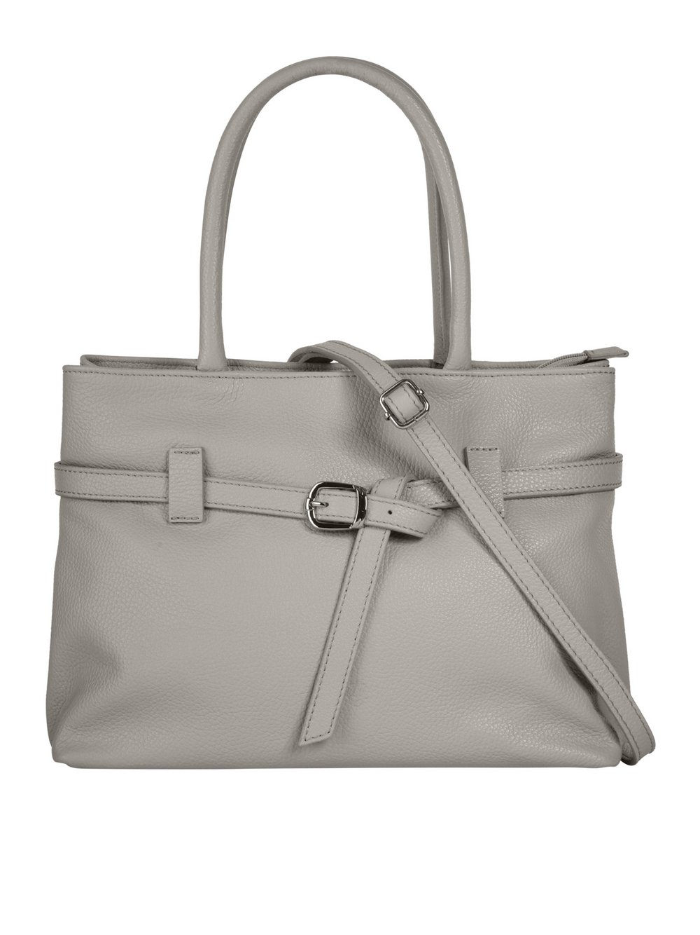 Thumbnail - Cluty Handtasche Damen Leder grau, ONE SIZE