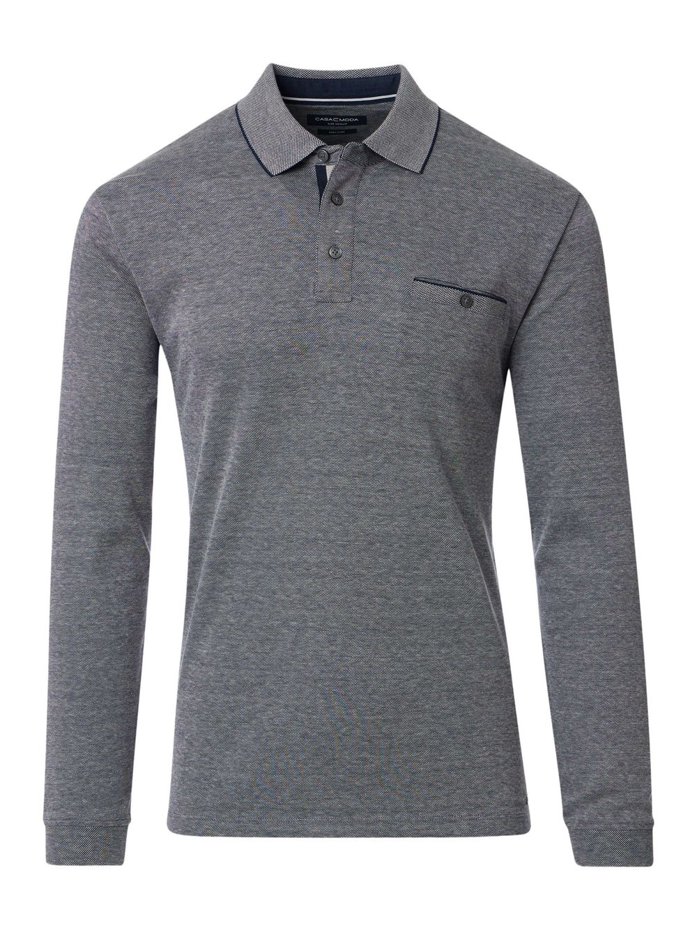 CASAMODA Basic Poloshirt Herren Baumwolle grau meliert, XXL