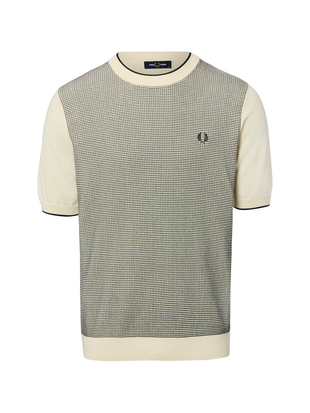 Fred Perry Strickshirt Herren Baumwolle beige strukturiert, S