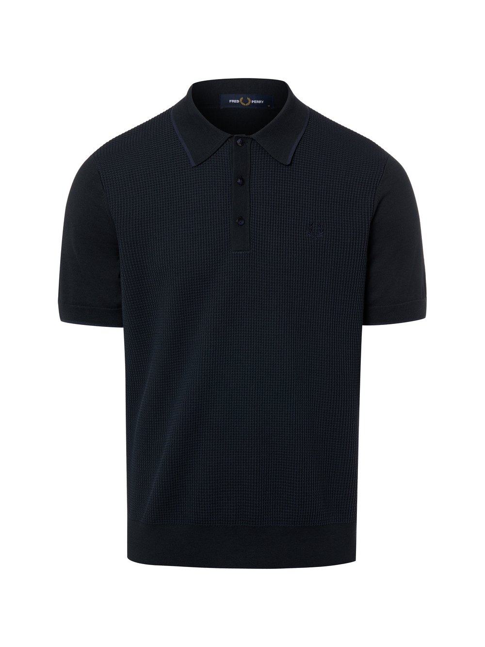 Fred Perry Strick-Poloshirt Herren Baumwolle schwarz strukturiert, XL