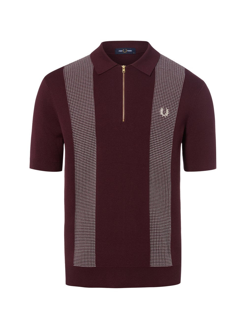 Fred Perry Strick-Poloshirt Herren Baumwolle mehrfarbig gemustert, M