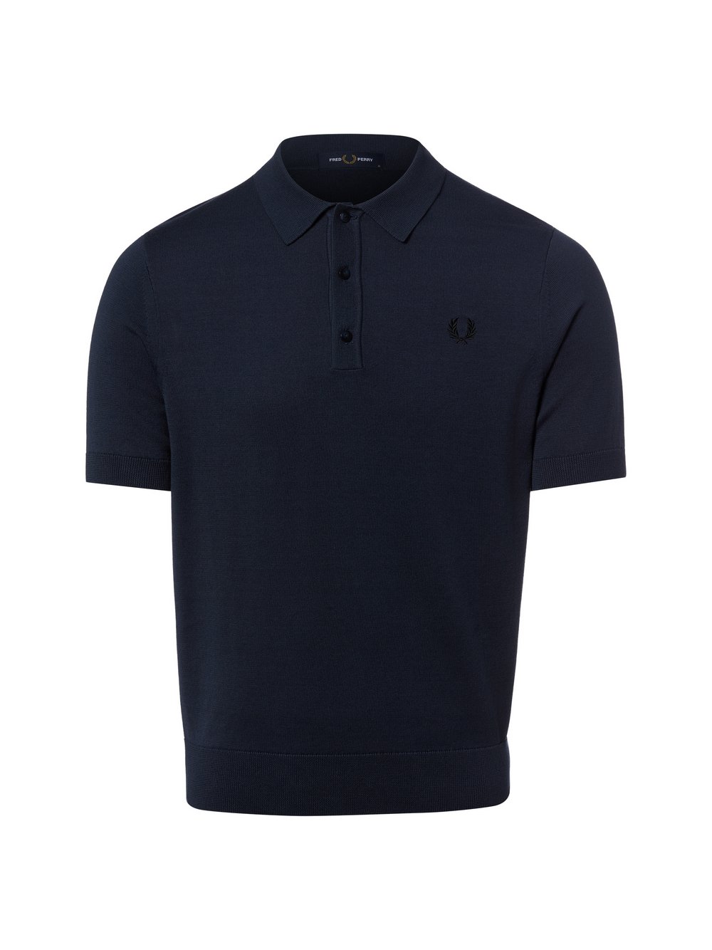 VAN GRAAF Fred Perry Herren Marine Strick-Poloshirt Baumwolle Blau, Groß
