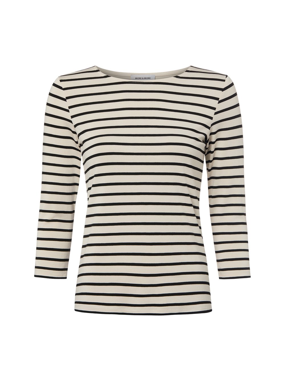 More & More Langarmshirt Damen Jersey schwarz gestreift, 38