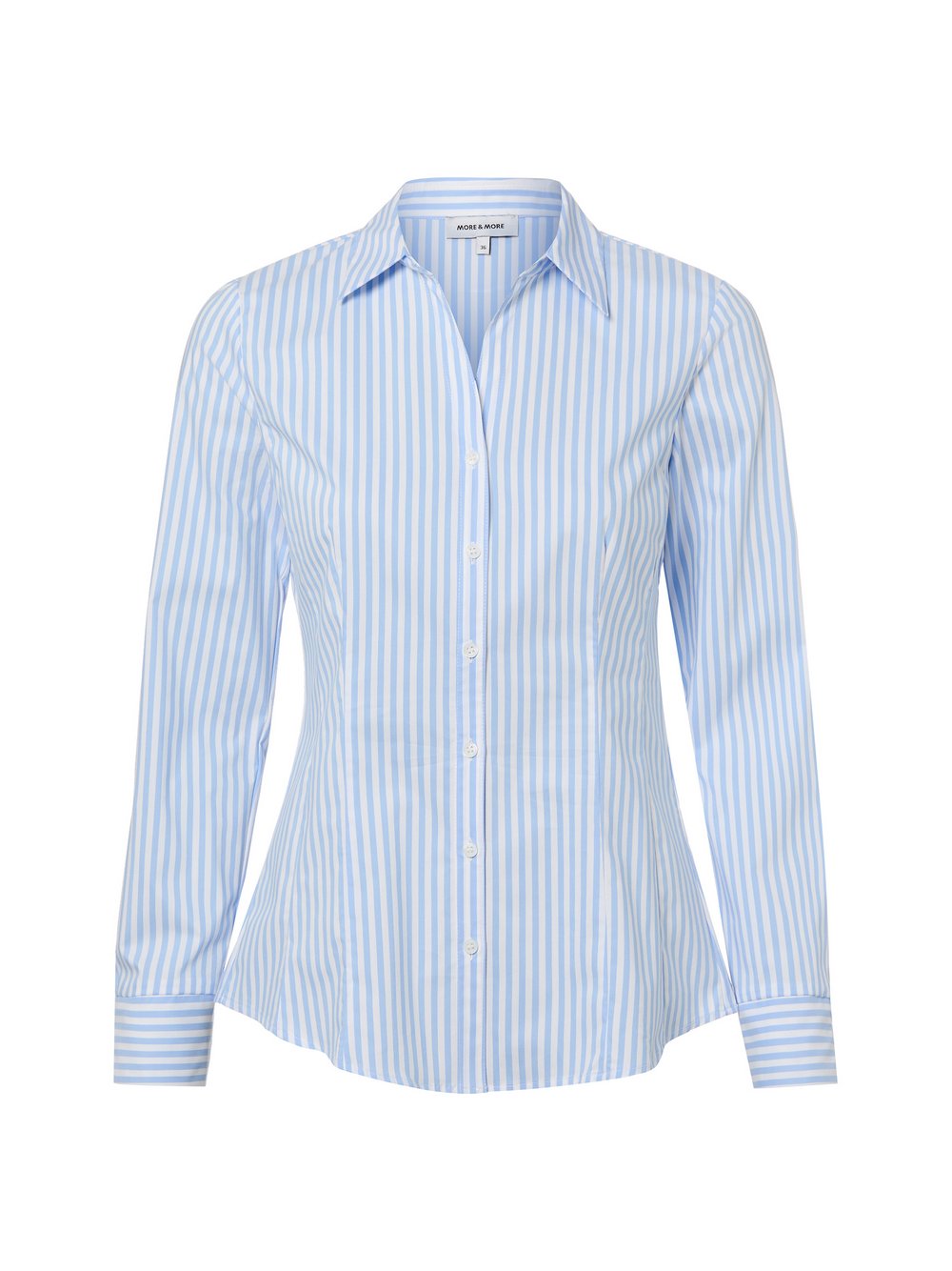 Thumbnail - More & More Bluse Damen Baumwolle blau gestreift, 40