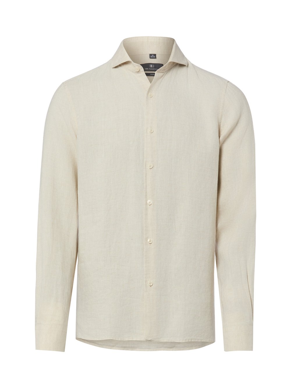 Nils Sundström Leinenhemd Herren Slim Fit beige gestreift, M