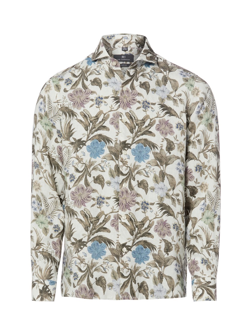 Nils Sundström Freizeithemd aus Leinen Herren Slim Fit Leinen (100%) mehrfarbig gemustert, M