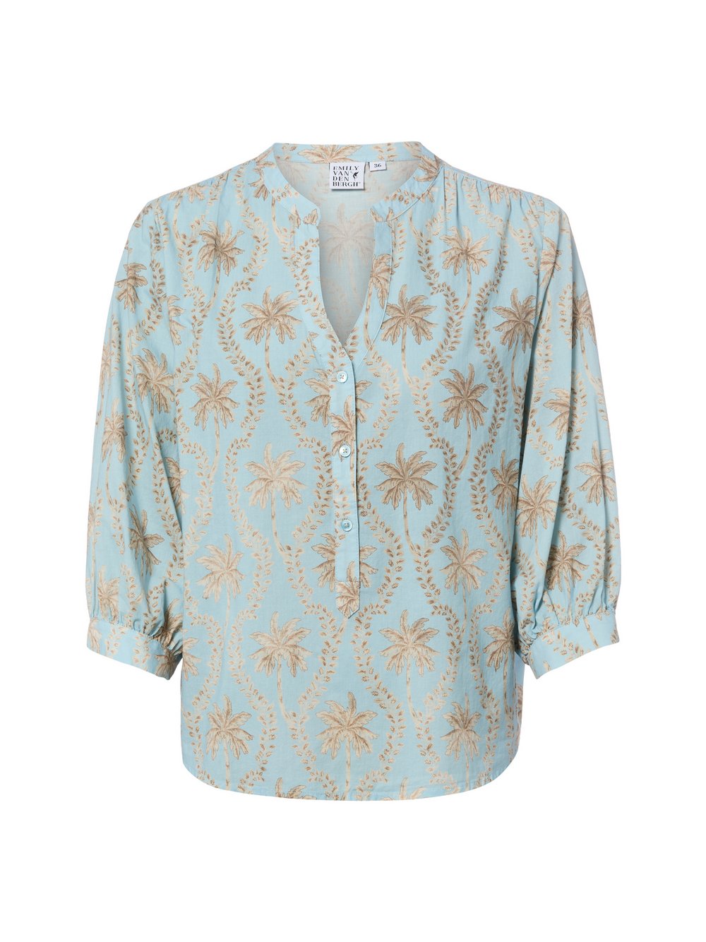 Emily van den Bergh Tunikabluse Damen Baumwolle blau gemustert, 36