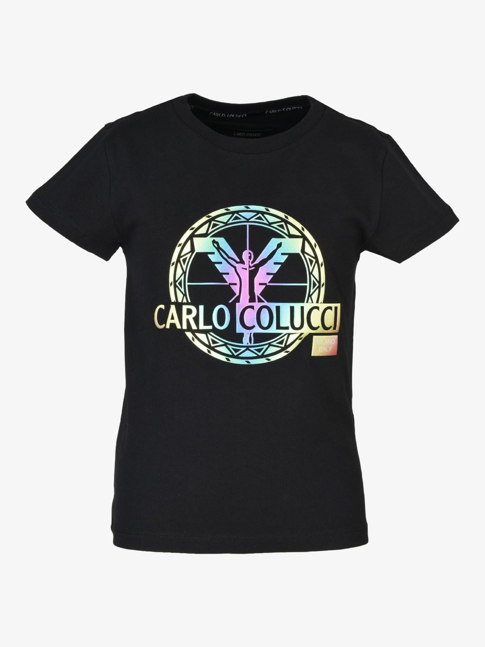 Carlo Colucci T-Shirt  Mädchen Baumwolle schwarz bedruckt, 134