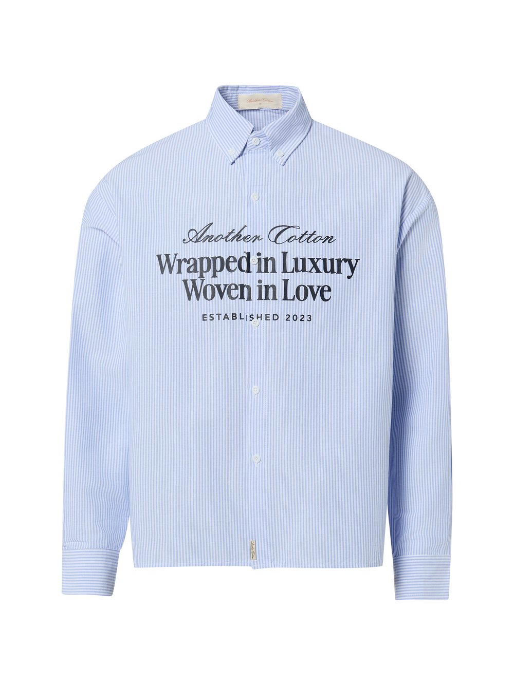 Another Cotton Lab Freizeithemd Herren Comfort Fit Baumwolle blau gestreift, L