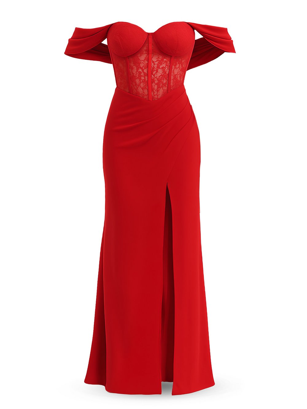 Thumbnail - Goddiva Maxi Kleid Damen Polyamid rot, 40