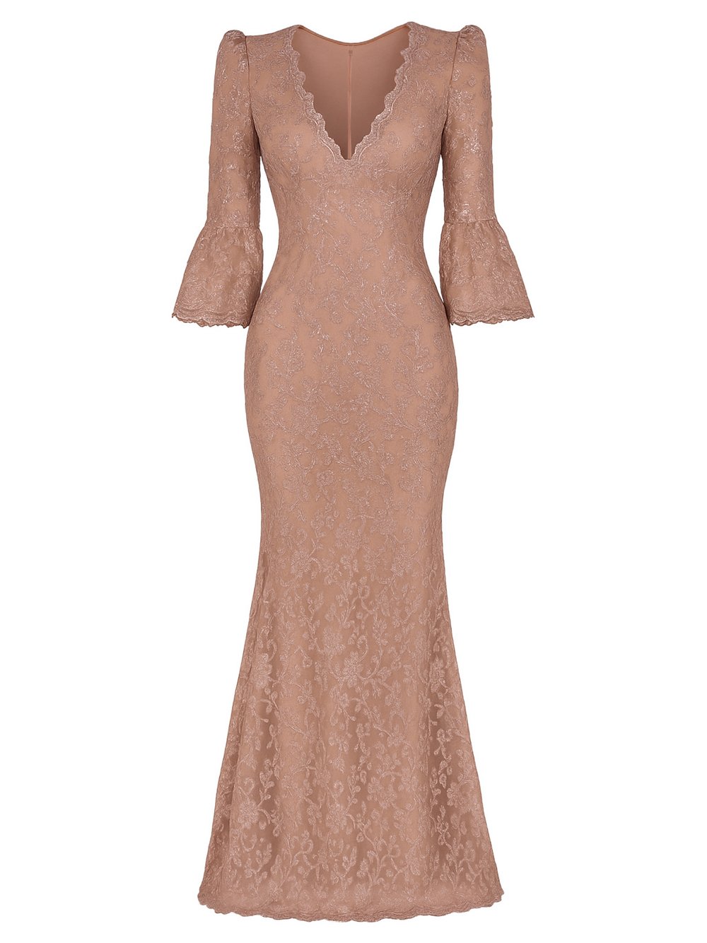 Goddiva Maxi-Kleid Damen beige gemustert, 38