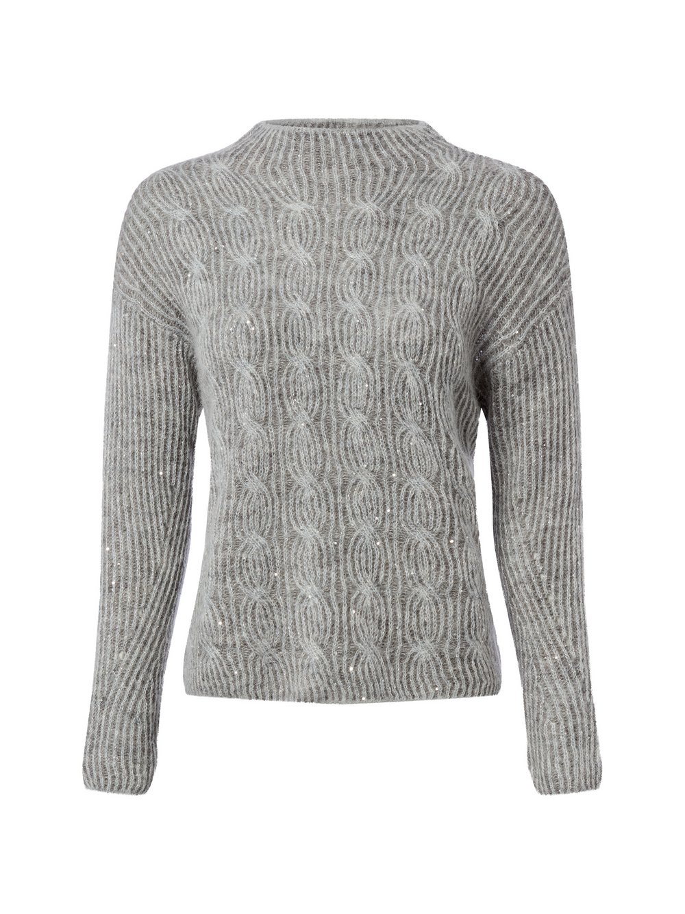 s.Oliver BLACK LABEL Strickpullover mit Alpaka und Wolle Damen grau meliert, 40