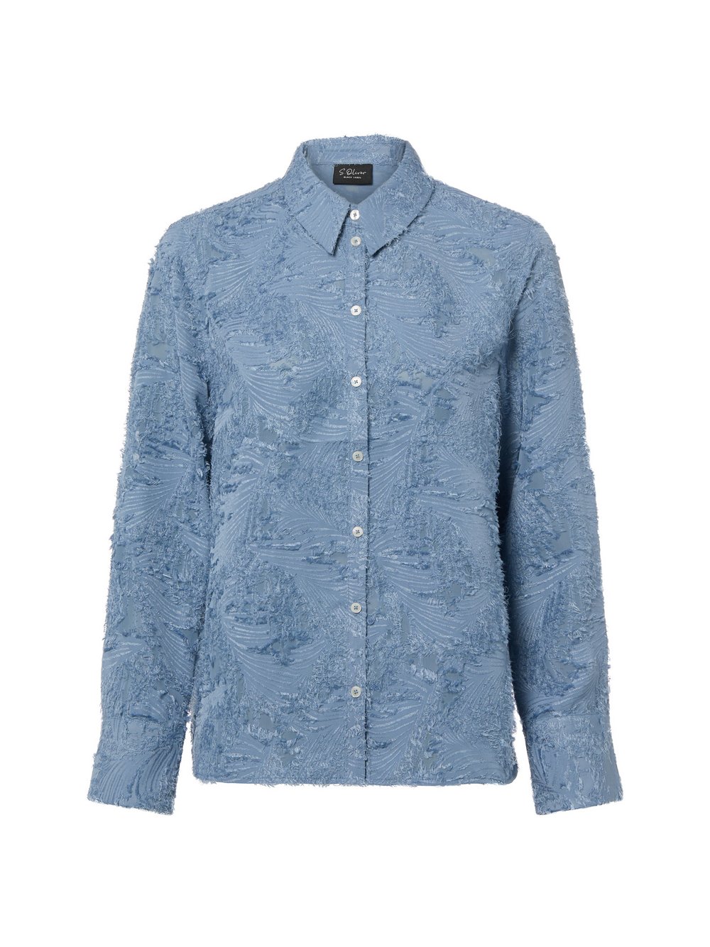 s.Oliver BLACK LABEL Hemdbluse Damen blau strukturiert, 44