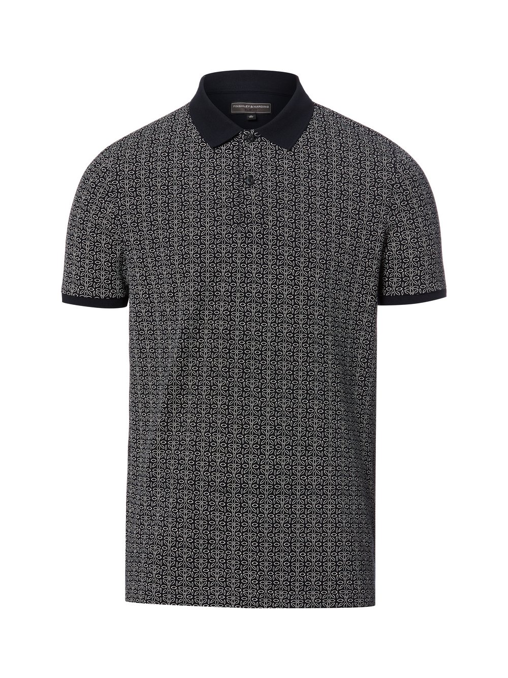 Finshley & Harding Poloshirt Herren Baumwolle blau gemustert, S