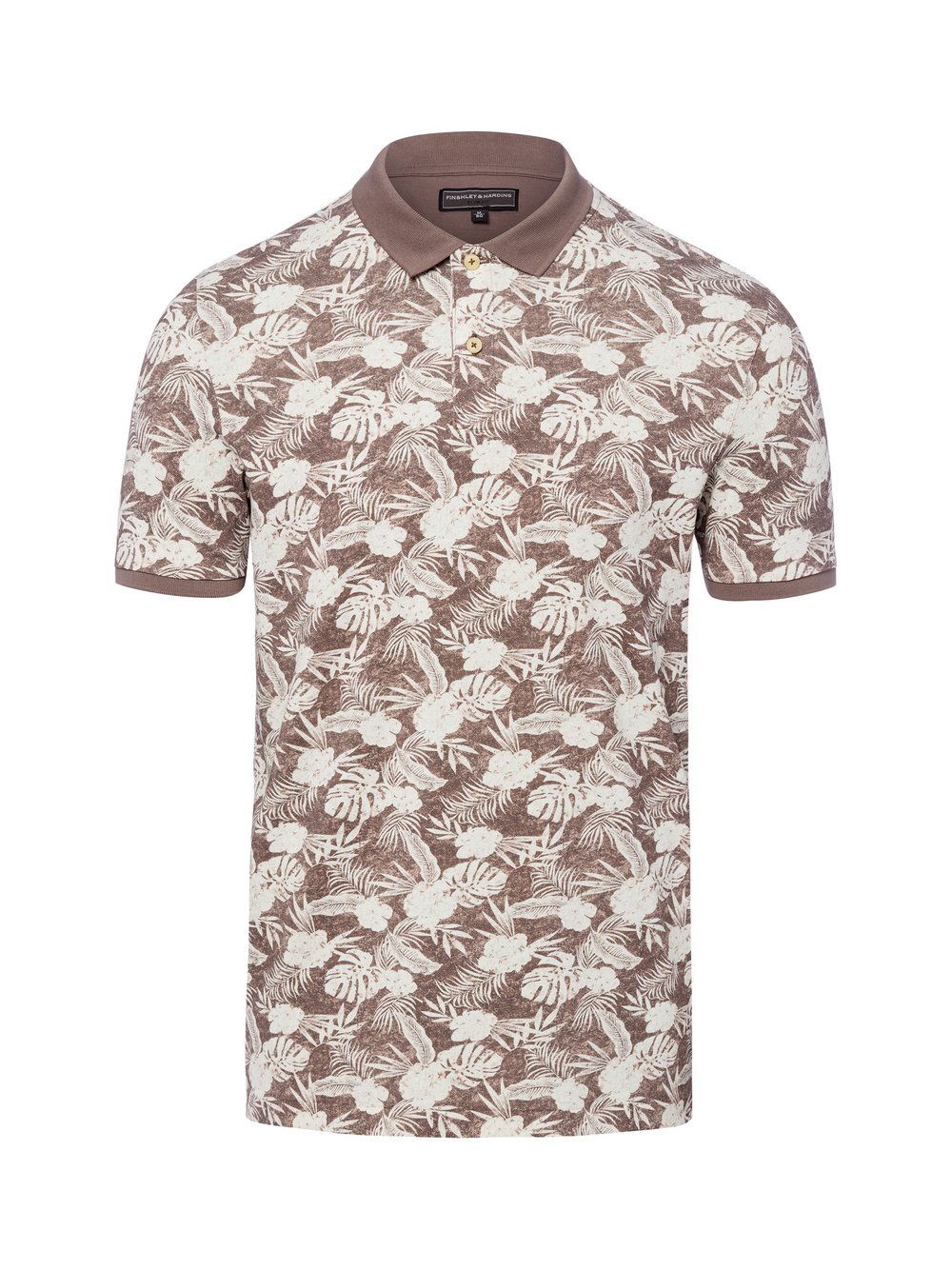 Finshley & Harding Poloshirt Herren Baumwolle braun gemustert, XXL