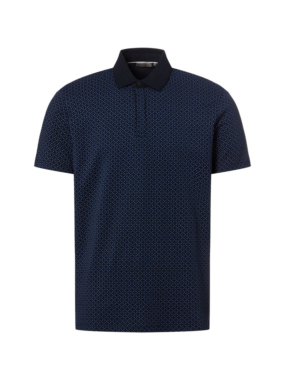 Finshley & Harding Poloshirt Herren Baumwolle blau gemustert, M