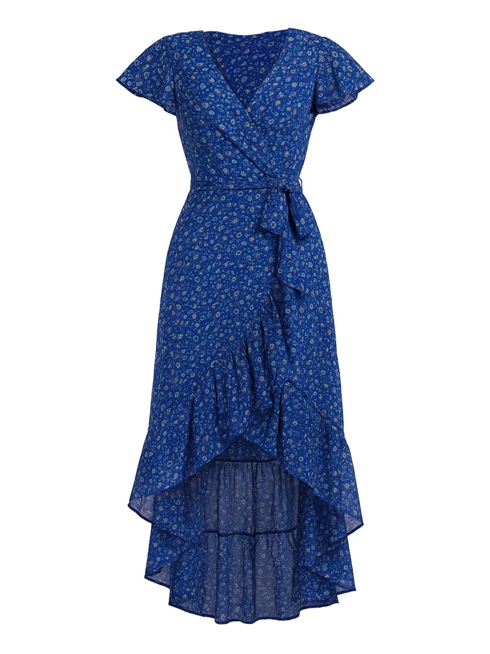 Thumbnail - Goddiva Midi Kleid Damen blau gemustert, 46