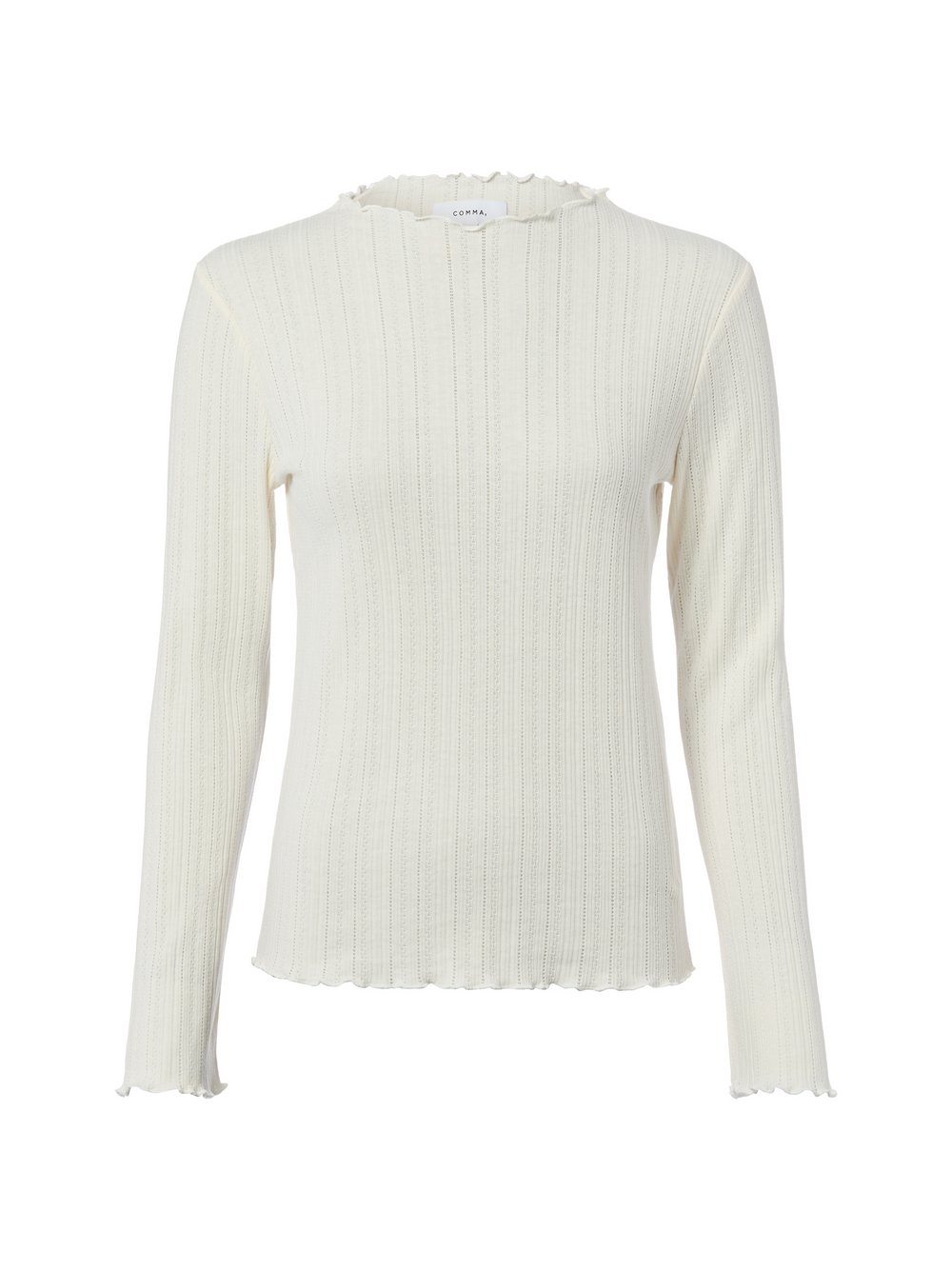 comma Langarmshirt Damen Baumwolle weiß, 38