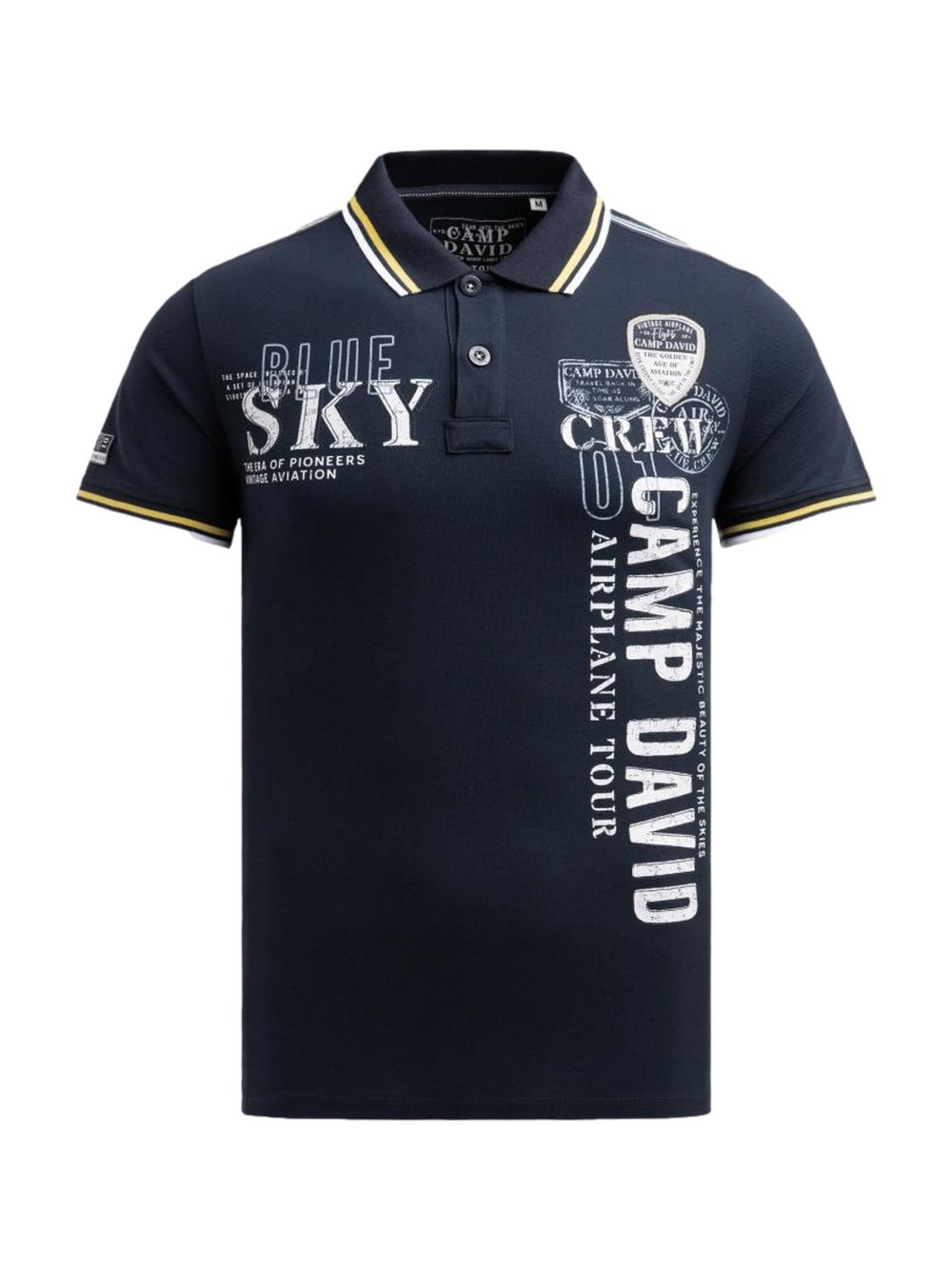 Camp David Poloshirt Herren Baumwolle blau bedruckt, XXL