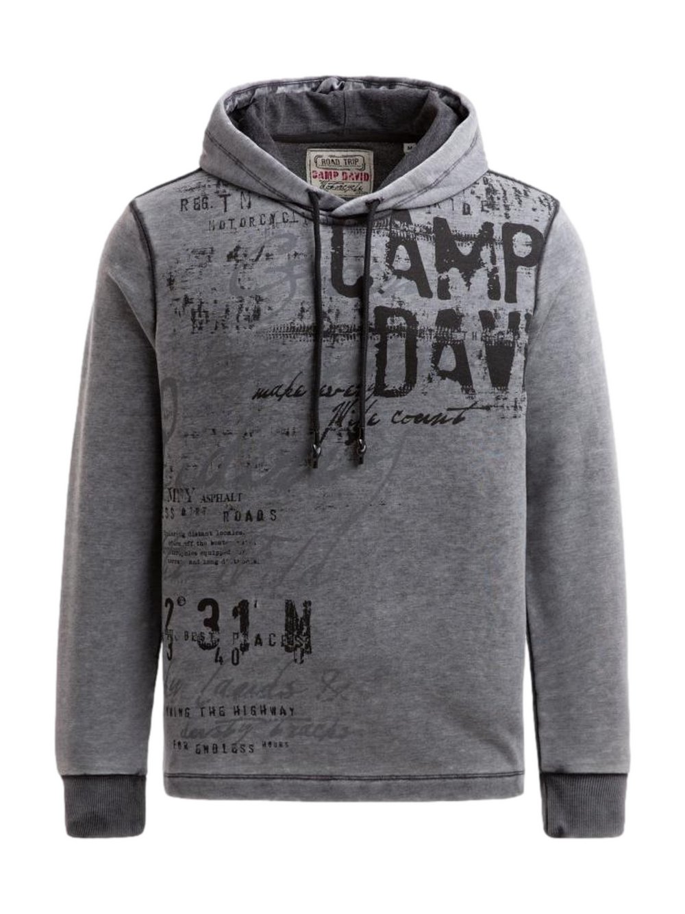 Camp David Kapuzensweatshirt Herren grau bedruckt, XXL