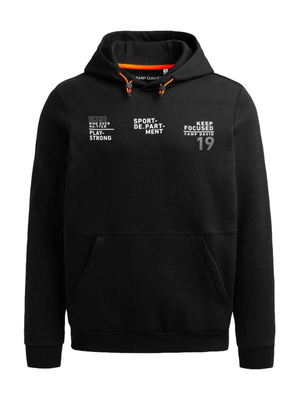 Camp David Kapuzensweatshirt Herren Baumwolle schwarz bedruckt, M